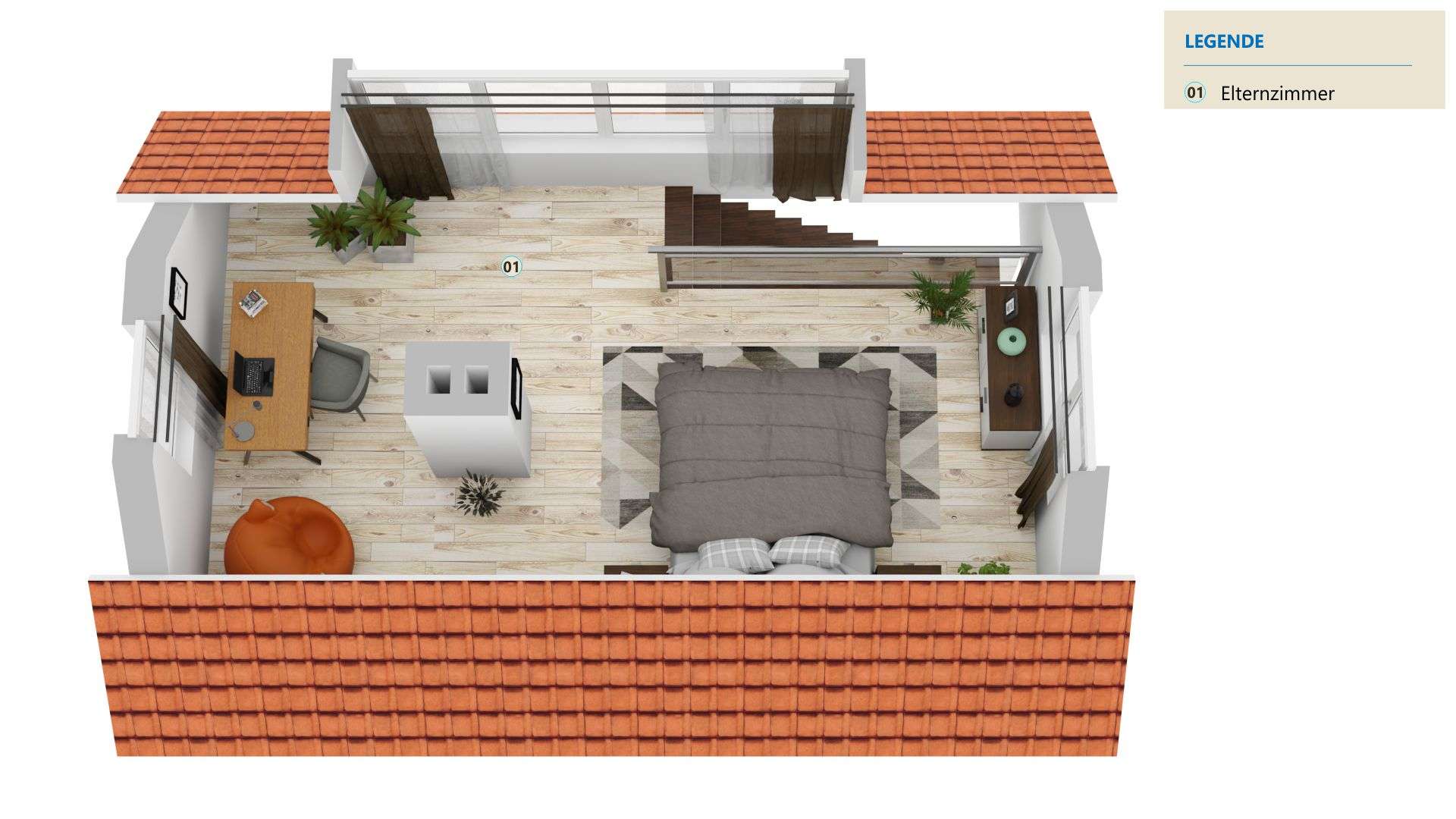 3D-Grundriss Dachgeschoss