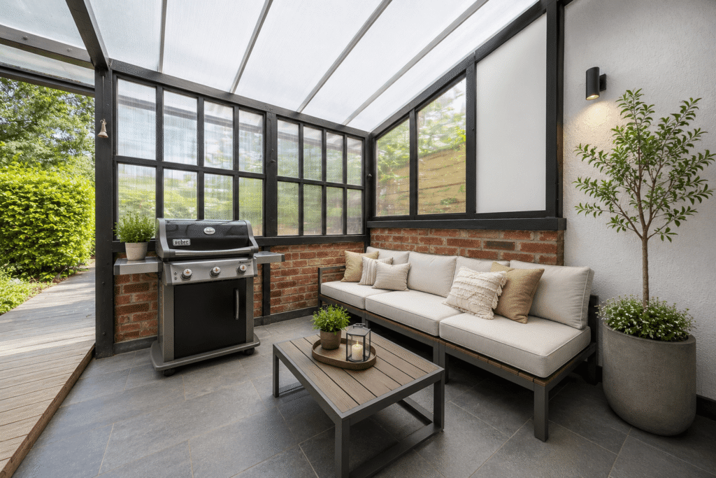 Überdachte Terrasse KI-generiert