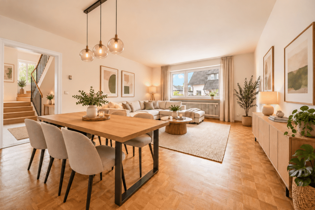 Wohn- und Esszimmer KI-generiert